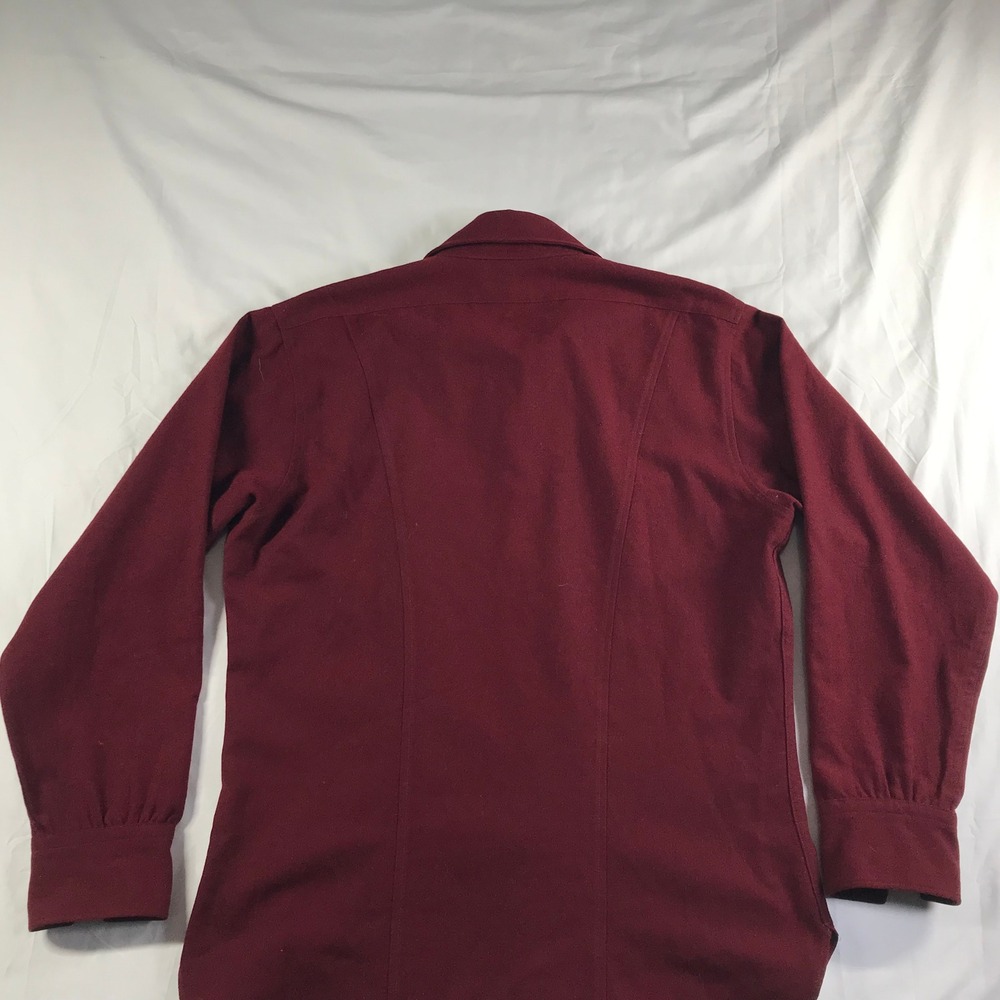 Pendleton Mens Large Burgundy Red Wool Western Pearl Snap Shirt Made in USA - Picture 8 of 9